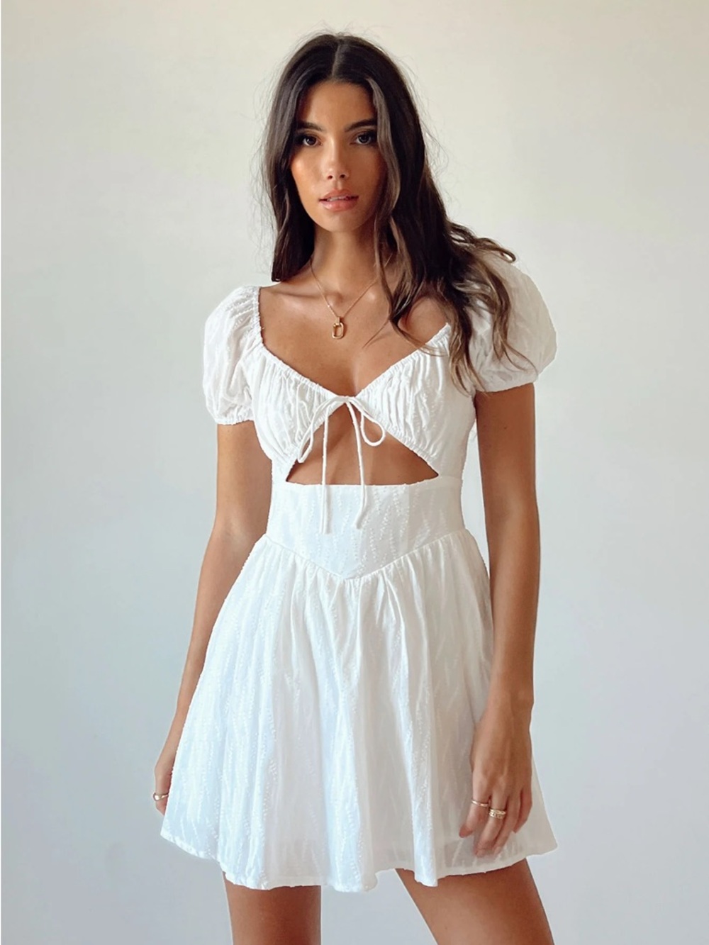 Princess Polly caria white tie-front mini dress